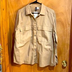 NWT Khaki H&M Button Down Long Sleeve Shirt sz L